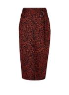 Dorothy Perkins Red Leopard Print D-ring Pencil Skirt