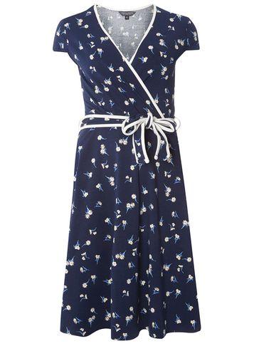 Dorothy Perkins * Tall Navy Tipped Wrap Dress
