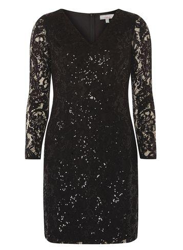 Dorothy Perkins Petite Black Sequin Lace Shift Dress