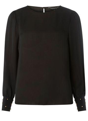 Dorothy Perkins Black Gold Stud Cuff Blouse