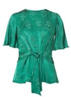 Dorothy Perkins Green Jacquard Short Sleeve Top