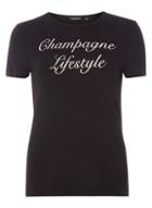 Dorothy Perkins Black 'champagne Lifestyle' Slogan T-shirt
