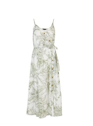 Dorothy Perkins Ivory Floral Print Linen Skater Dress
