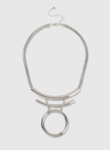Dorothy Perkins Silver Circle Collar Necklace
