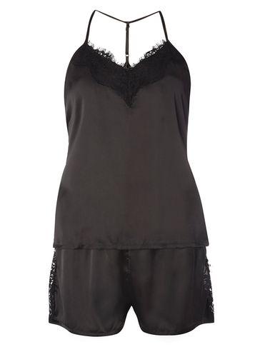 Dorothy Perkins Black V-neck Lace Camisole Pyjama Set