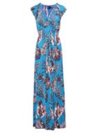 Dorothy Perkins *izabel London Blue Leaf Print Maxi Dress