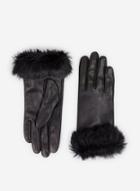 Dorothy Perkins Black Faux Fur Trim Leather Gloves