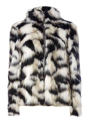 Dorothy Perkins Black And White Faux Fur Coat