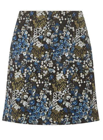 Dorothy Perkins Black And Blue Jaquard Mini Skirt