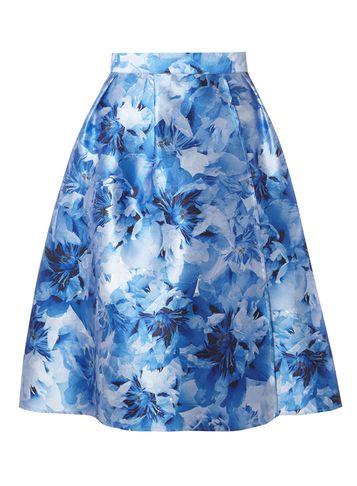 Dorothy Perkins *luxe Blue Blurred Floral Hi-low Skirt