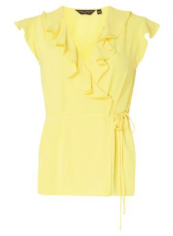 Dorothy Perkins Yellow Sleeveless Wrap Top