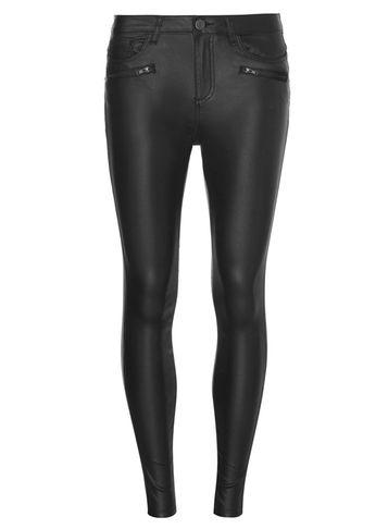 Dorothy Perkins Black Coated Zip Skinny Jeans