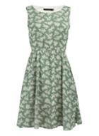*tenki Green Floral Print Tea Dress