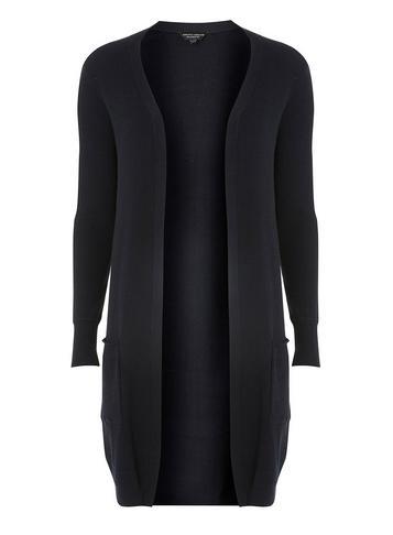Dorothy Perkins Navy Ribbed Longline Pocket Cardigan