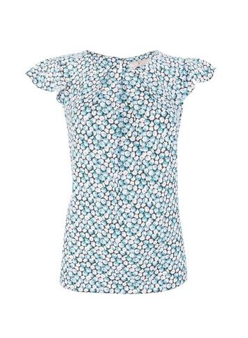 *billie & Blossom Blue Short Sleeve Daisy Print Shell Top
