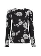 Dorothy Perkins Monochrome Floral Print Puff Sleeve Top