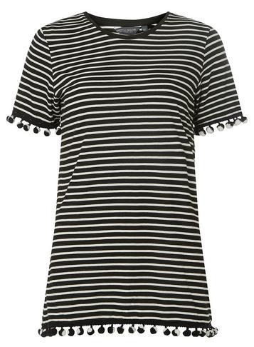 Dorothy Perkins *tall Monochrome Striped Pom Pom T-shirt
