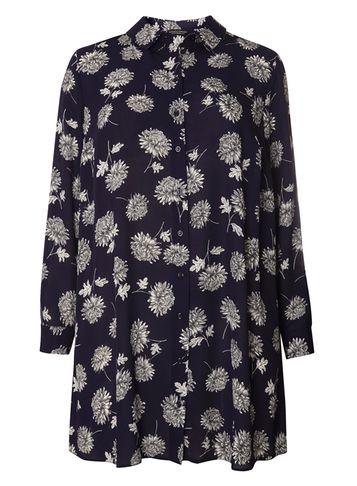 Dorothy Perkins Dp Curve Navy Floral Longline Shirt