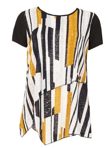 *izabel London Navy Striped Asymmetric Hem Top