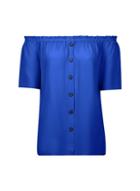 Dorothy Perkins Cobalt Button Bardot Top