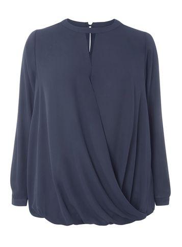 Dorothy Perkins Dp Curve Navy Keyhole Wrap Top