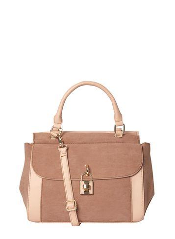 Dorothy Perkins Nude Top Handle Lock Tote Bag