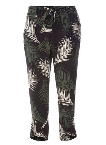Dorothy Perkins Black Palm Print Curve Hem Trousers