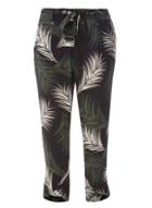 Dorothy Perkins Black Palm Print Curve Hem Trousers