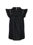 Dorothy Perkins Black Frill Broderie Top