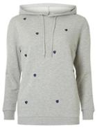 Dorothy Perkins Grey Heart Embroidered Hoodie