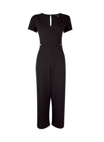 Dorothy Perkins Black Button Wrap Culotte Jumpsuit