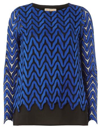 Dorothy Perkins *billie & Blossom Cobalt Long Sleeve Wave Top