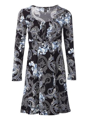 *izabel London Black Paisley Print Tea Dress