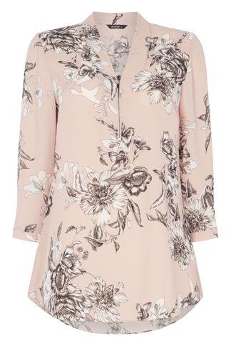 Dorothy Perkins *roman Originals Light Pink Floral Zip Top