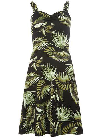 Dorothy Perkins *tall Black Tropical Tie Sweetheart Dress