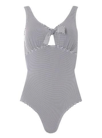 Dorothy Perkins *dp Beach Navy And White Tie Front Swimsuit