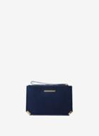 Dorothy Perkins Navy Metal Corner Wristlet Clutch Bag