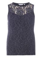 Dorothy Perkins Petite Navy Tipped Lace Shell Top