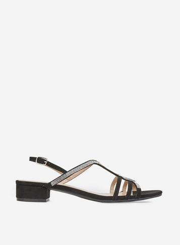 Dorothy Perkins Wide Fit Black Sweep Heeled Sandals