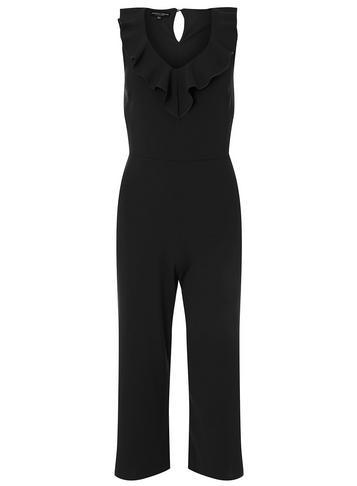 Dorothy Perkins Black Ruffled Culotte V-neck Jumpsuit
