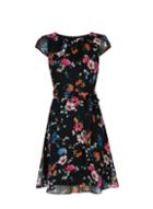 *billie & Blossom Black Short Sleeve Floral Print Skater Dress