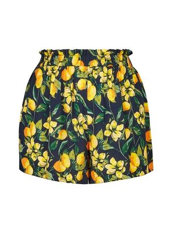 Dorothy Perkins *dp Curve Blue Lemon Print Tie Waist Shorts