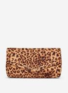 Dorothy Perkins Brown Leopard Print Metal Bar Clutch Bag