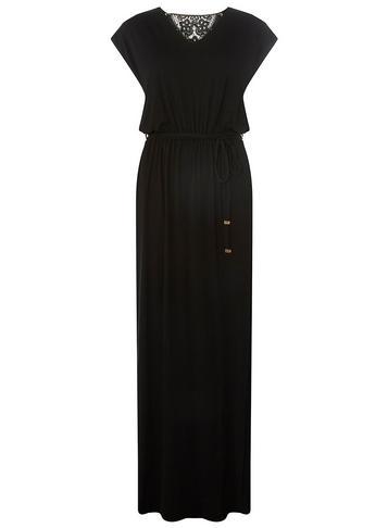 Dorothy Perkins *tall Black Crochet Back Maxi Dress