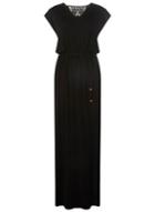 Dorothy Perkins *tall Black Crochet Back Maxi Dress