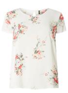 Dorothy Perkins *only White Floral Scoop Neck Top
