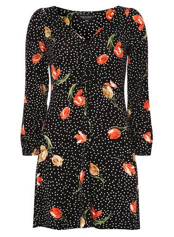 Dorothy Perkins Black Spotted Tea Dress
