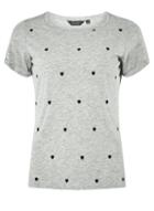 Dorothy Perkins Grey Heart-embroidery Top