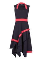 Dorothy Perkins *feverfish Navy Contrast Midi Fit And Flare Dress