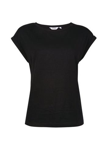 Dorothy Perkins Petite Black Roll Sleeve T-shirt